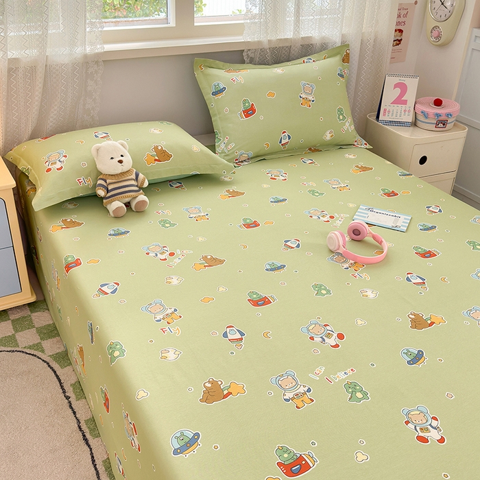 91家纺网 家纺一手货源 找家纺 拾物记 2026新款第一批12868A类新疆全棉单品床单系列 太空熊