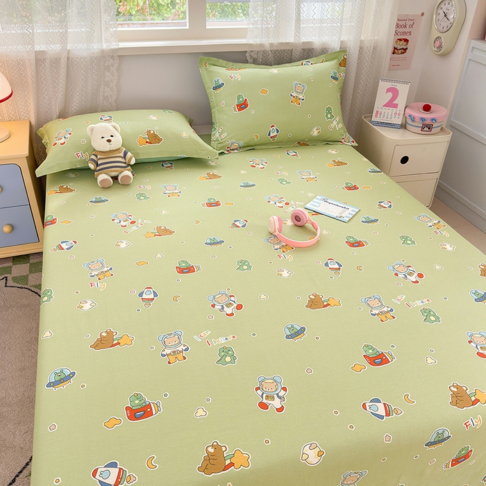 91家纺网 家纺一手货源 找家纺 拾物记 2026新款第一批12868A类新疆全棉单品床单系列 太空熊