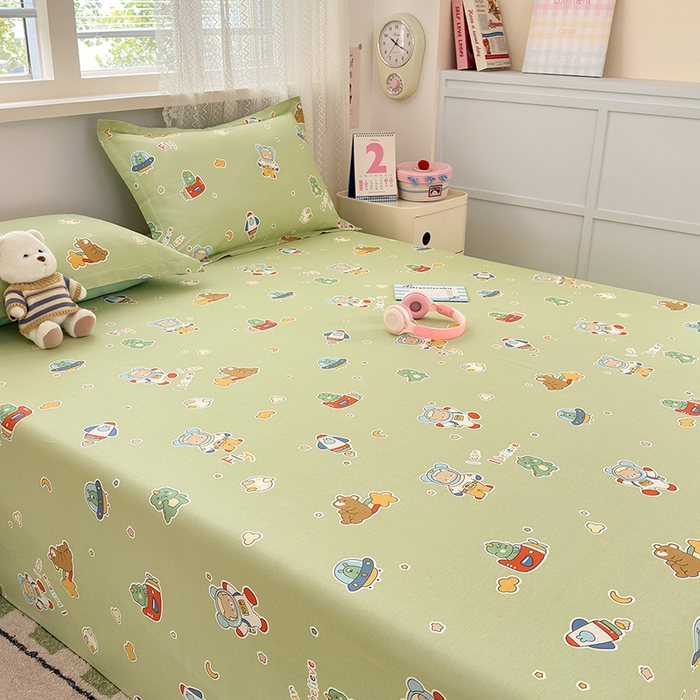 91家纺网 家纺一手货源 找家纺 拾物记 2026新款第一批12868A类新疆全棉单品床单系列 太空熊