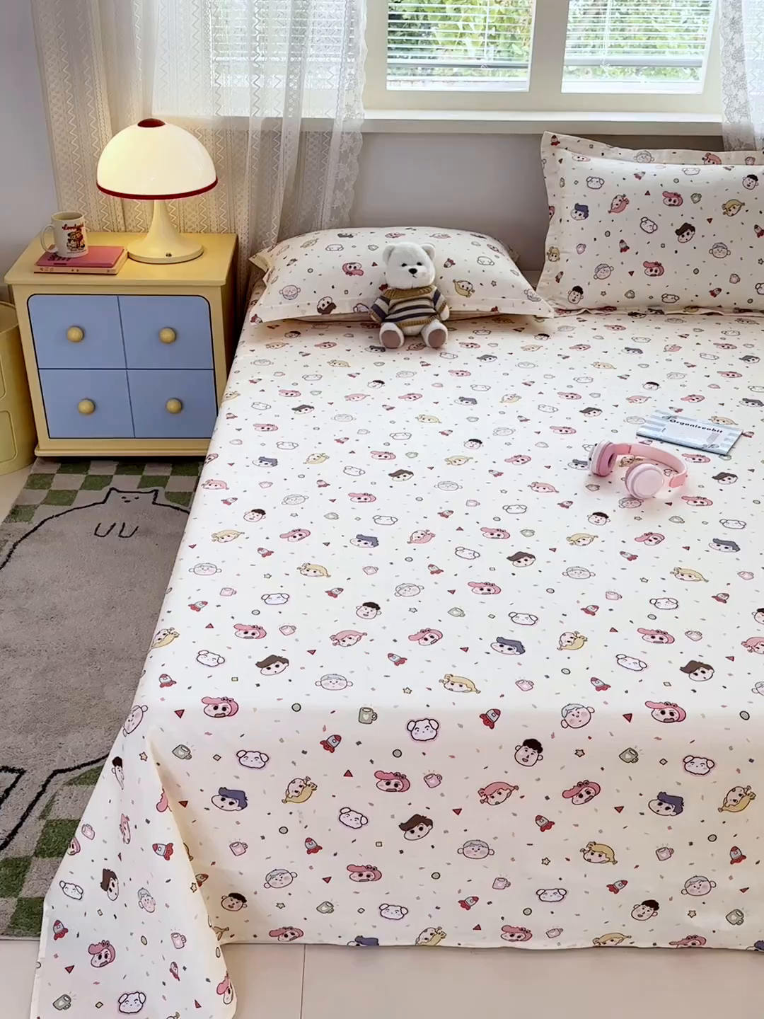 91家纺网 家纺一手货源 找家纺 拾物记 2026新款第一批12868A类新疆全棉单品床单系列 糖果幼儿园