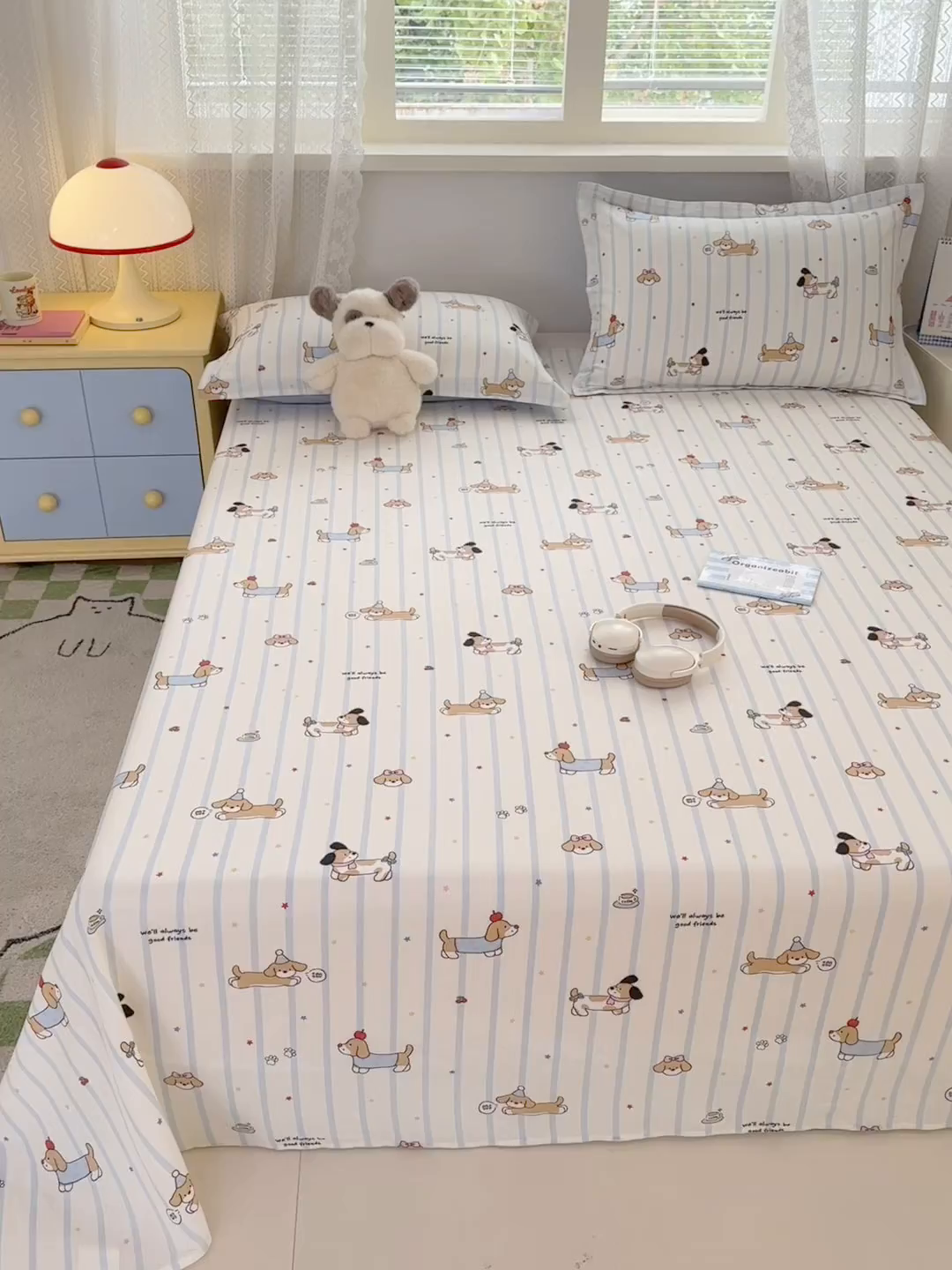 91家纺网 家纺一手货源 找家纺 拾物记 2026新款第一批12868A类新疆全棉单品床单系列 糖纸童年