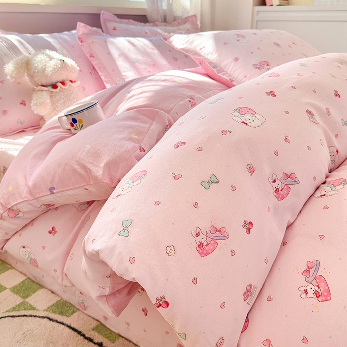 拾物记 2026新款第一批12868A类全棉单品被套系列（预留7-9厘米的缩水尺寸，加厚金属双拉链头、暗线四面锁边，四角全棉绑带） 草莓小狗