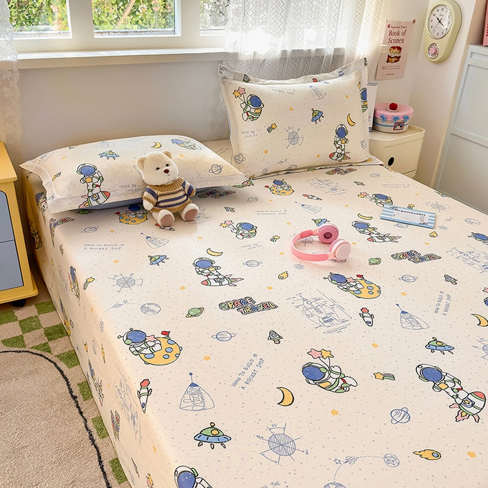 91家纺网 家纺一手货源 找家纺 拾物记 2026新款第一批12868A类新疆全棉单品床单系列 星际仔仔