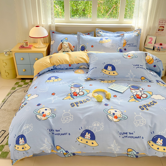 91家纺网 家纺一手货源 找家纺 拾物记 2026新款第一批12868A类全棉单品被套系列（预留7-9厘米的缩水尺寸，加厚金属双拉链头、暗线四面锁边，四角全棉绑带） 乘风宇宙