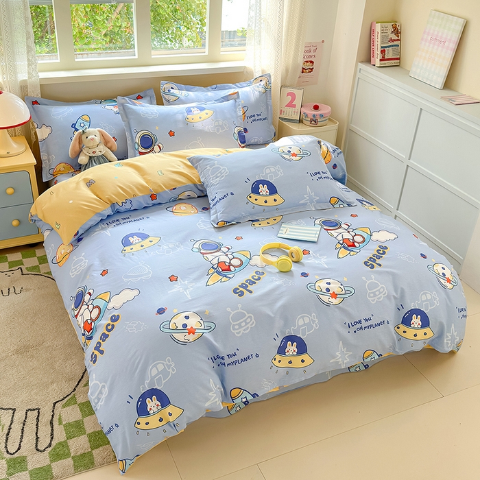 91家纺网 家纺一手货源 找家纺 拾物记 2026新款第一批12868A类全棉单品被套系列（预留7-9厘米的缩水尺寸，加厚金属双拉链头、暗线四面锁边，四角全棉绑带） 乘风宇宙