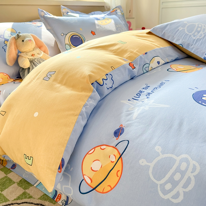 91家纺网 家纺一手货源 找家纺 拾物记 2026新款第一批12868A类全棉单品被套系列（预留7-9厘米的缩水尺寸，加厚金属双拉链头、暗线四面锁边，四角全棉绑带） 乘风宇宙