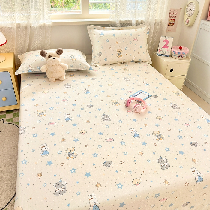 91家纺网 家纺一手货源 找家纺 拾物记 2026新款第一批12868A类新疆全棉单品床单系列 星星童话园