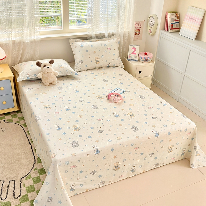 91家纺网 家纺一手货源 找家纺 拾物记 2026新款第一批12868A类新疆全棉单品床单系列 星星童话园