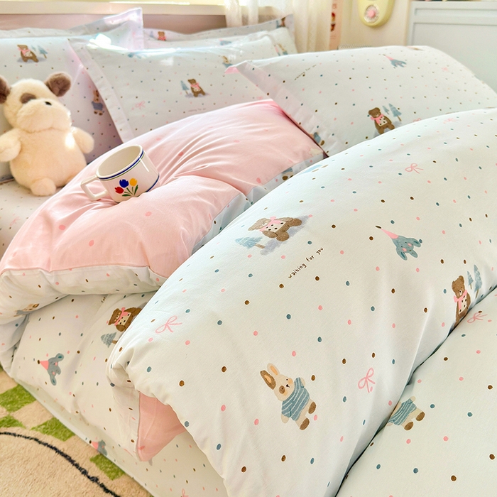 拾物记 2026新款第一批12868A类全棉单品被套系列（预留7-9厘米的缩水尺寸，加厚金属双拉链头、暗线四面锁边，四角全棉绑带） 点点森林熊