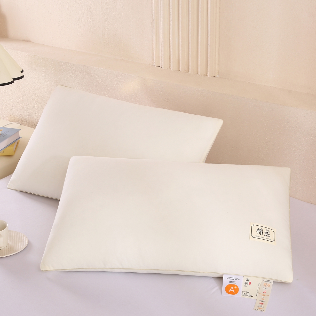 91家纺网 家纺一手货源 找家纺 永乐枕芯 2025新款A类原生态素棉枕原棉酒店枕大豆枕护颈椎成人学生枕枕头枕芯 白色单边中枕