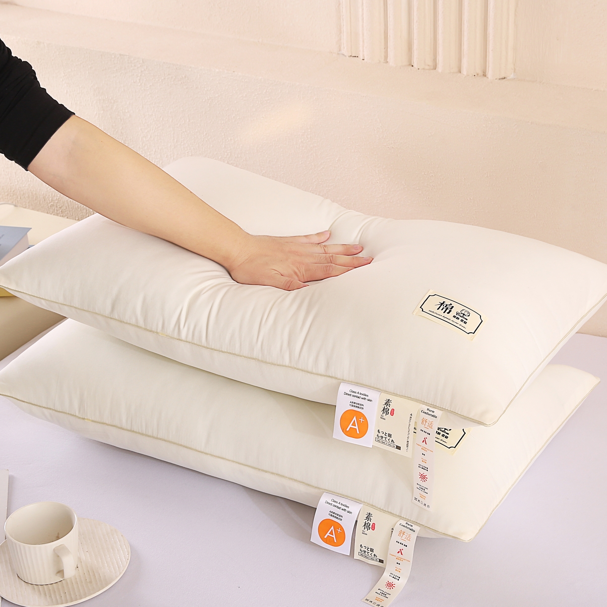 91家纺网 家纺一手货源 找家纺 （总）永乐枕芯 2025新款A类原生态素棉枕原棉酒店枕大豆枕护颈椎成人学生枕枕头枕芯