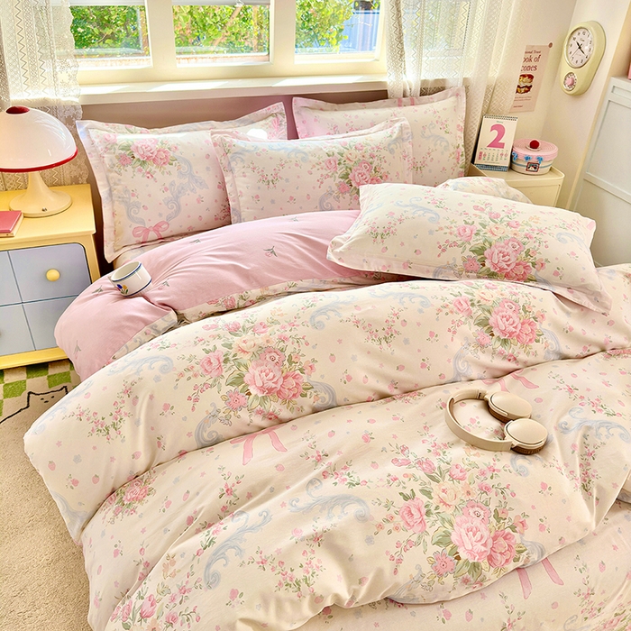 91家纺网 家纺一手货源 找家纺 拾物记 2026新款第一批12868A类全棉单品被套系列（预留7-9厘米的缩水尺寸，加厚金属双拉链头、暗线四面锁边，四角全棉绑带） 花漫歌