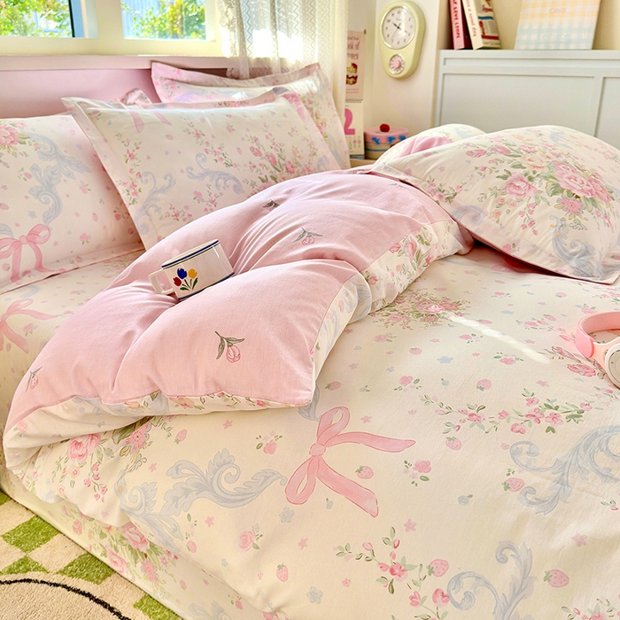 91家纺网 家纺一手货源 找家纺 拾物记 2026新款第一批12868A类全棉单品被套系列（预留7-9厘米的缩水尺寸，加厚金属双拉链头、暗线四面锁边，四角全棉绑带） 花漫歌