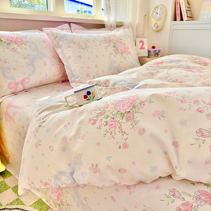 91家纺网 家纺一手货源 找家纺 拾物记 2026新款第一批12868A类全棉单品被套系列（预留7-9厘米的缩水尺寸，加厚金属双拉链头、暗线四面锁边，四角全棉绑带） 花漫歌