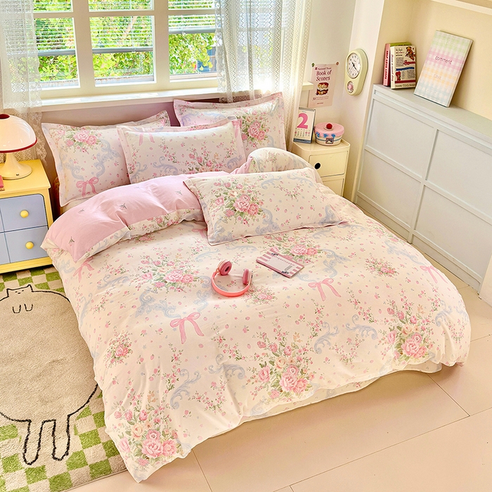 91家纺网 家纺一手货源 找家纺 拾物记 2026新款第一批12868A类全棉单品被套系列（预留7-9厘米的缩水尺寸，加厚金属双拉链头、暗线四面锁边，四角全棉绑带） 花漫歌