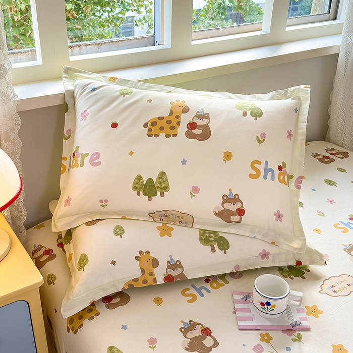 91家纺网 家纺一手货源 找家纺 拾物记 2026新款第一批12868A类全棉单品枕套系列 森林伙伴