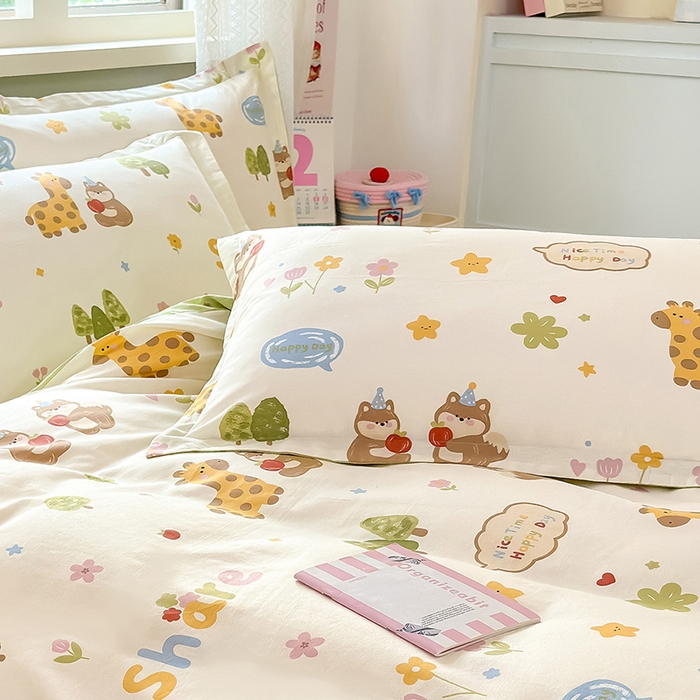 91家纺网 家纺一手货源 找家纺 拾物记 2026新款第一批12868A类全棉单品枕套系列 森林伙伴