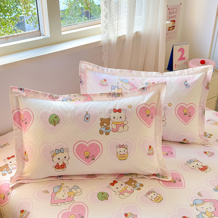 拾物记 2026新款第一批12868A类全棉单品枕套系列 爱心喵