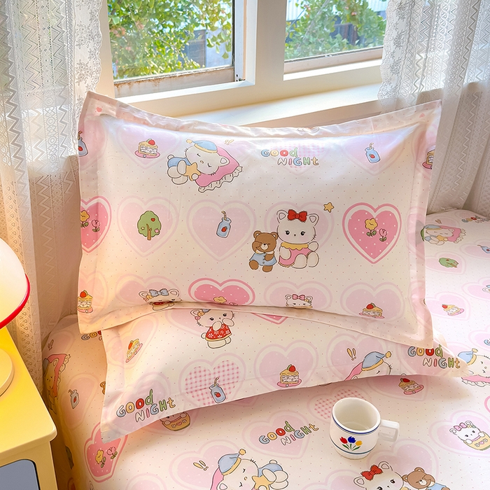 91家纺网 家纺一手货源 找家纺 拾物记 2026新款第一批12868A类全棉单品枕套系列 爱心喵