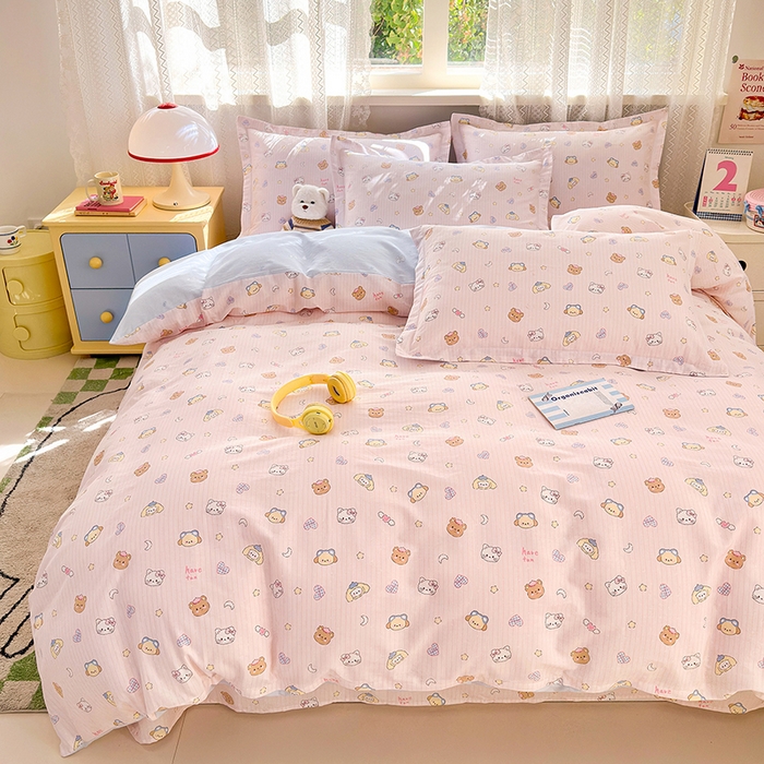 91家纺网 家纺一手货源 找家纺 拾物记 2026新款第一批12868A类全棉单品被套系列（预留7-9厘米的缩水尺寸，加厚金属双拉链头、暗线四面锁边，四角全棉绑带） 镜子海洋粉