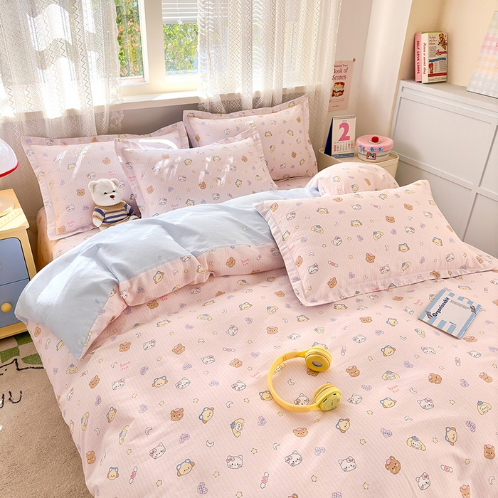 91家纺网 家纺一手货源 找家纺 拾物记 2026新款第一批12868A类全棉单品被套系列（预留7-9厘米的缩水尺寸，加厚金属双拉链头、暗线四面锁边，四角全棉绑带） 镜子海洋粉