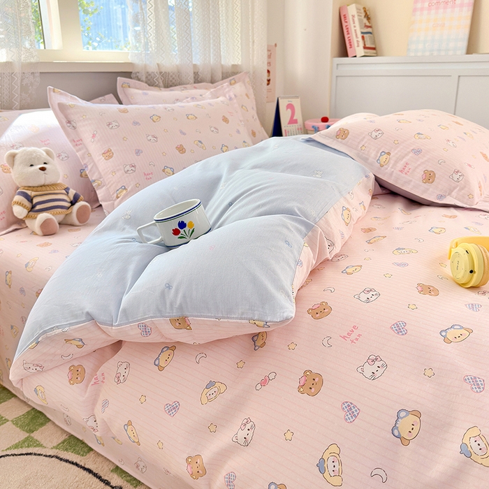 91家纺网 家纺一手货源 找家纺 拾物记 2026新款第一批12868A类全棉单品被套系列（预留7-9厘米的缩水尺寸，加厚金属双拉链头、暗线四面锁边，四角全棉绑带） 镜子海洋粉