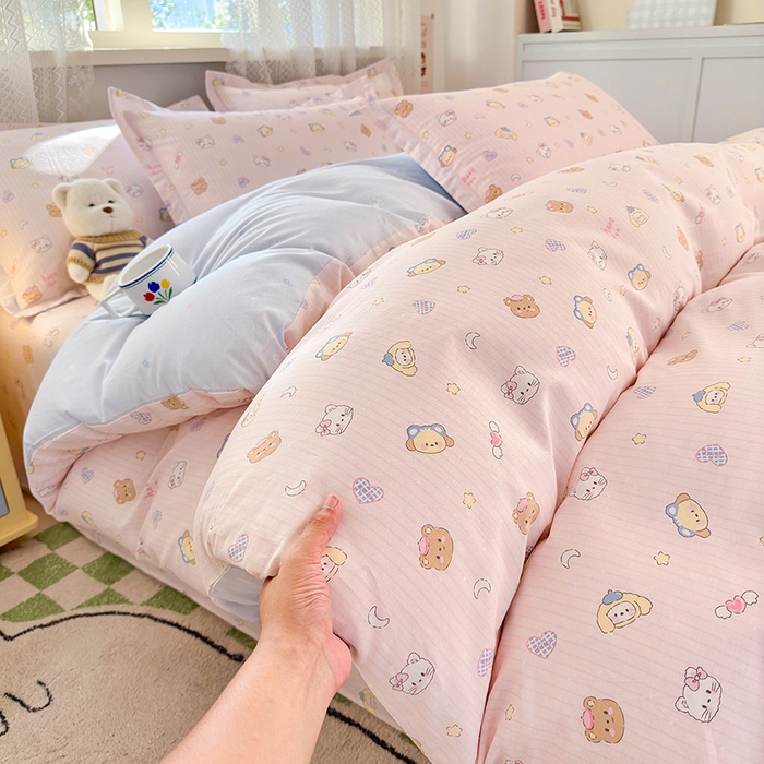 91家纺网 家纺一手货源 找家纺 拾物记 2026新款第一批12868A类全棉单品被套系列（预留7-9厘米的缩水尺寸，加厚金属双拉链头、暗线四面锁边，四角全棉绑带） 镜子海洋粉