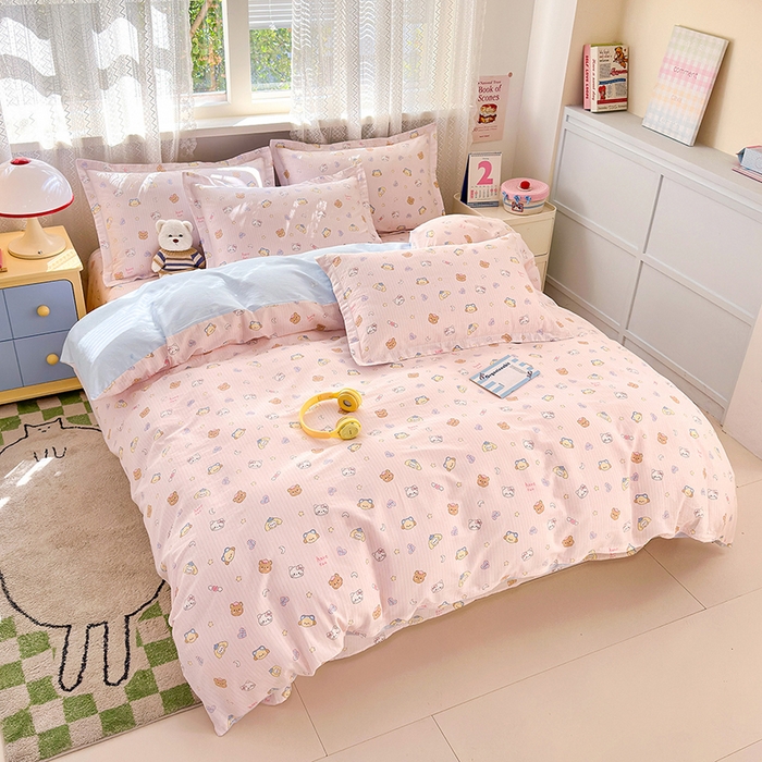 91家纺网 家纺一手货源 找家纺 拾物记 2026新款第一批12868A类全棉单品被套系列（预留7-9厘米的缩水尺寸，加厚金属双拉链头、暗线四面锁边，四角全棉绑带） 镜子海洋粉