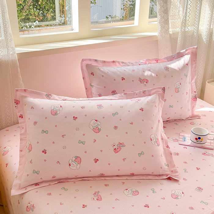 拾物记 2026新款第一批12868A类全棉单品枕套系列 草莓小狗