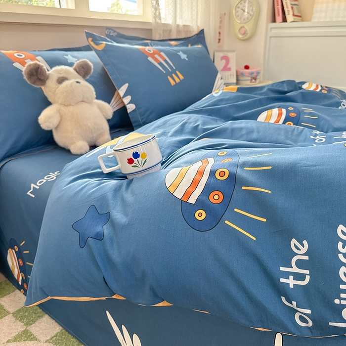 91家纺网 家纺一手货源 找家纺 拾物记 2026新款第一批12868A类新疆全棉单品被套系列（预留7-9厘米的缩水尺寸，加厚金属双拉链头、暗线四面锁边，四角全棉绑带） 快乐宇航员