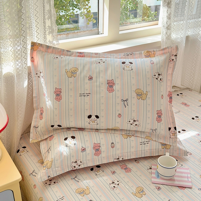 91家纺网 家纺一手货源 找家纺 拾物记 2026新款第一批12868A类全棉单品枕套系列 粉粉猫咪酱