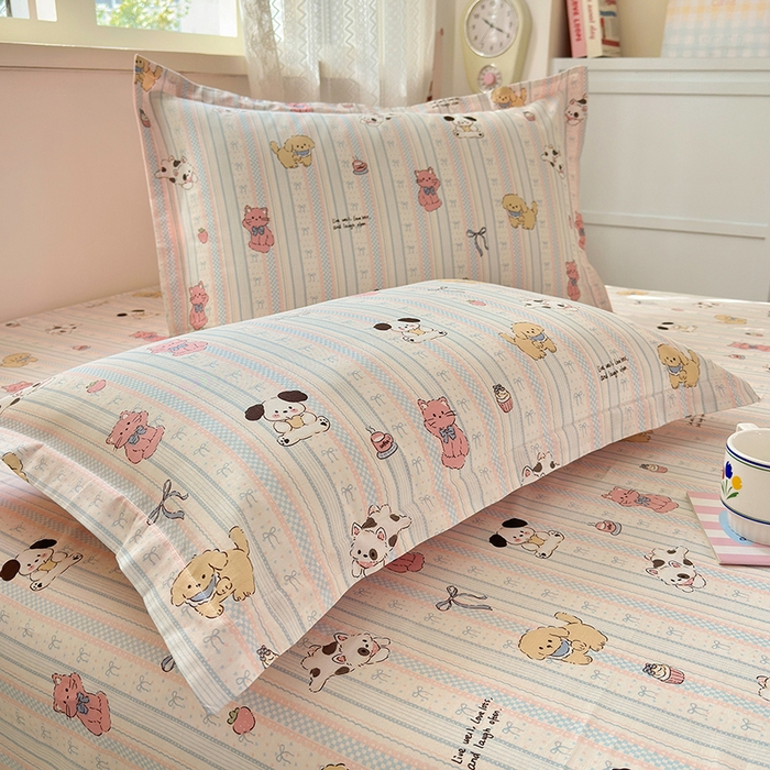 91家纺网 家纺一手货源 找家纺 拾物记 2026新款第一批12868A类全棉单品枕套系列 粉粉猫咪酱