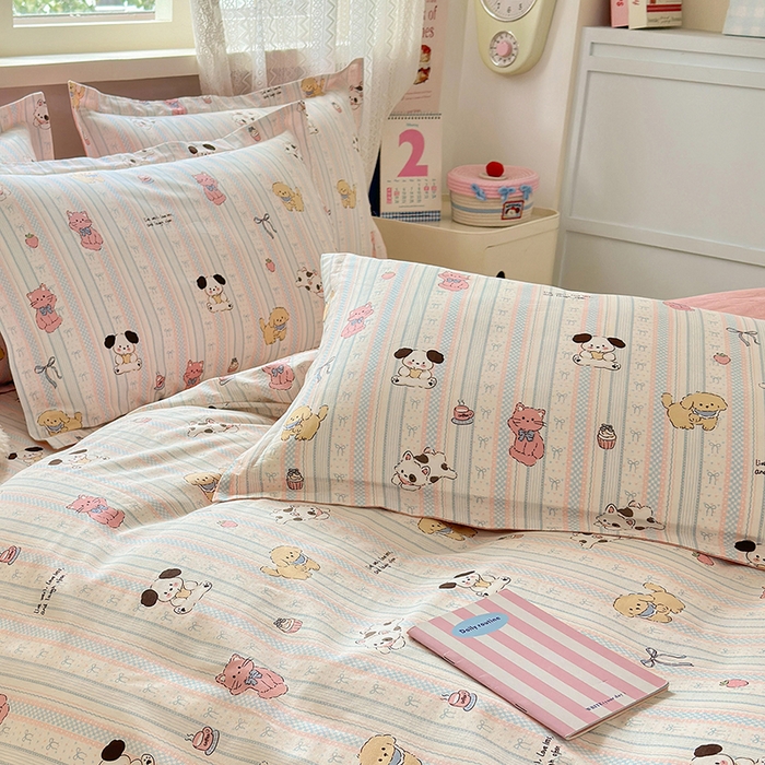 91家纺网 家纺一手货源 找家纺 拾物记 2026新款第一批12868A类全棉单品枕套系列 粉粉猫咪酱