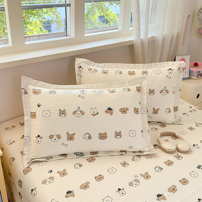 拾物记 2026新款第一批12868A类全棉单品枕套系列 简笔小汪