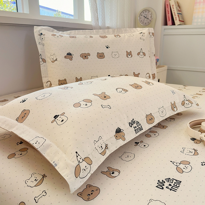 91家纺网 家纺一手货源 找家纺 拾物记 2026新款第一批12868A类全棉单品枕套系列 简笔小汪