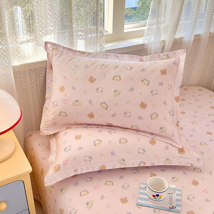 91家纺网 家纺一手货源 找家纺 拾物记 2026新款第一批12868A类全棉单品枕套系列 镜子海洋粉