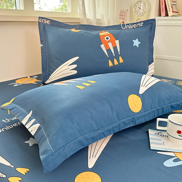 91家纺网 家纺一手货源 找家纺 拾物记 2026新款第一批12868A类全棉单品枕套系列 快乐宇航员