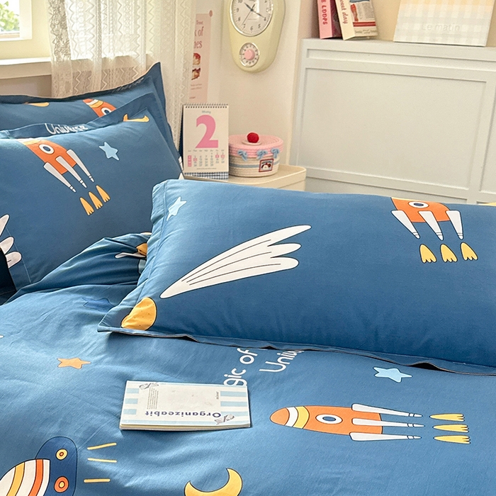 91家纺网 家纺一手货源 找家纺 拾物记 2026新款第一批12868A类全棉单品枕套系列 快乐宇航员