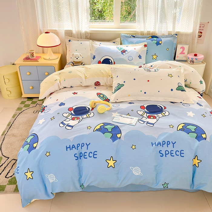 91家纺网 家纺一手货源 找家纺 拾物记 2026新款第一批12868A类全棉单品被套系列（预留7-9厘米的缩水尺寸，加厚金属双拉链头、暗线四面锁边，四角全棉绑带） 太空卫士