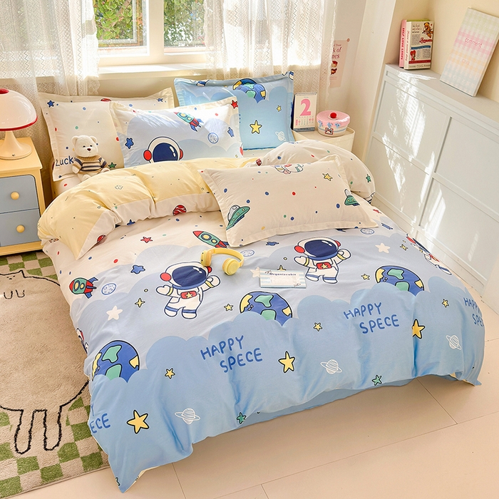 91家纺网 家纺一手货源 找家纺 拾物记 2026新款第一批12868A类全棉单品被套系列（预留7-9厘米的缩水尺寸，加厚金属双拉链头、暗线四面锁边，四角全棉绑带） 太空卫士