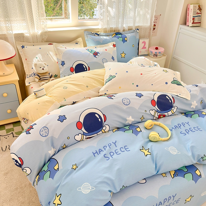 91家纺网 家纺一手货源 找家纺 拾物记 2026新款第一批12868A类全棉单品被套系列（预留7-9厘米的缩水尺寸，加厚金属双拉链头、暗线四面锁边，四角全棉绑带） 太空卫士