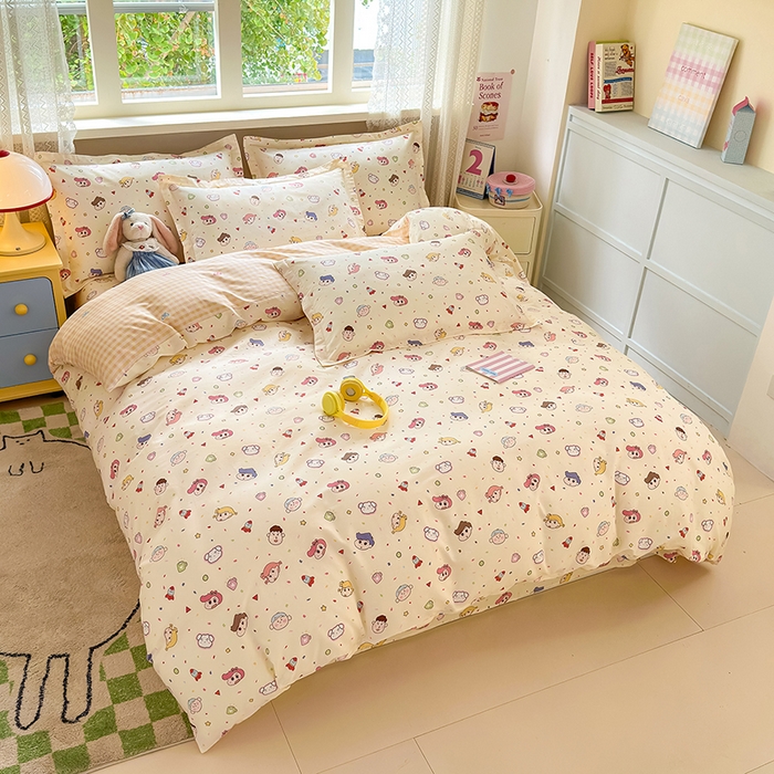 91家纺网 家纺一手货源 找家纺 拾物记 2026新款第一批12868A类新疆全棉单品被套系列（预留7-9厘米的缩水尺寸，加厚金属双拉链头、暗线四面锁边，四角全棉绑带） 糖果幼儿园