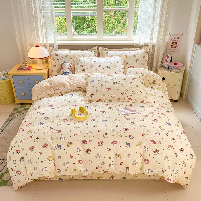 91家纺网 家纺一手货源 找家纺 拾物记 2026新款第一批12868A类新疆全棉单品被套系列（预留7-9厘米的缩水尺寸，加厚金属双拉链头、暗线四面锁边，四角全棉绑带） 糖果幼儿园