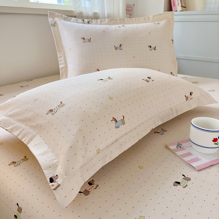 91家纺网 家纺一手货源 找家纺 拾物记 2026新款第一批12868A类全棉单品枕套系列 星星柯基