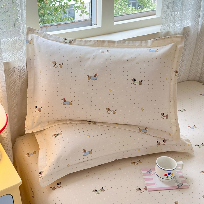 91家纺网 家纺一手货源 找家纺 拾物记 2026新款第一批12868A类全棉单品枕套系列 星星柯基