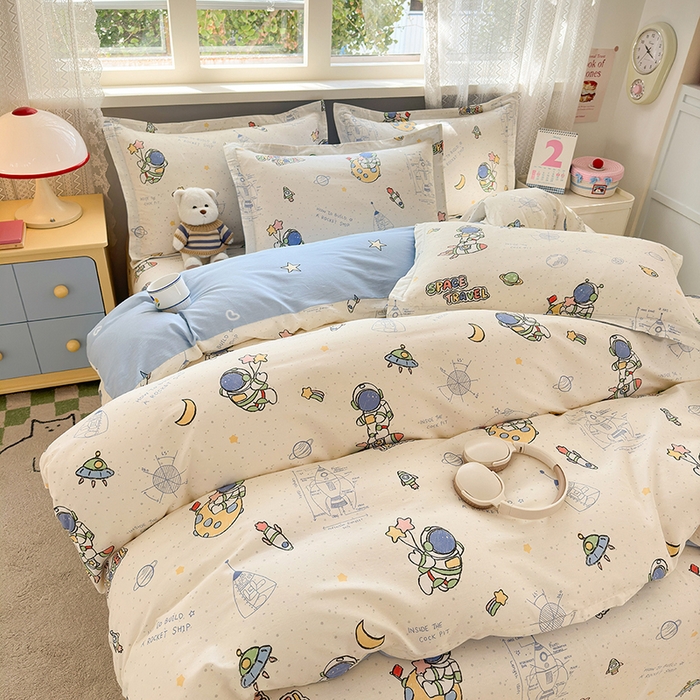 91家纺网 家纺一手货源 找家纺 拾物记 2026新款第一批12868A类全棉单品被套系列（预留7-9厘米的缩水尺寸，加厚金属双拉链头、暗线四面锁边，四角全棉绑带） 星际仔仔