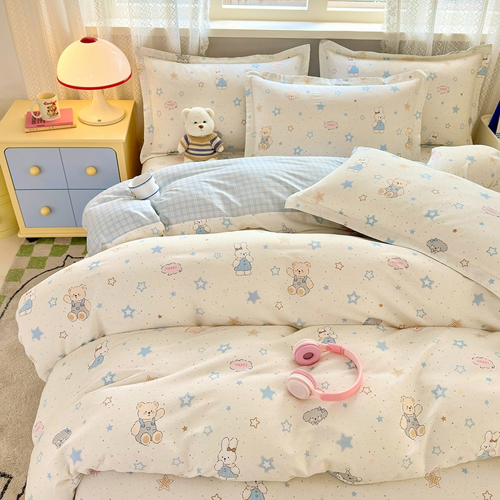 91家纺网 家纺一手货源 找家纺 拾物记 2026新款第一批12868A类新疆全棉单品被套系列（预留7-9厘米的缩水尺寸，加厚金属双拉链头、暗线四面锁边，四角全棉绑带） 星星童话园