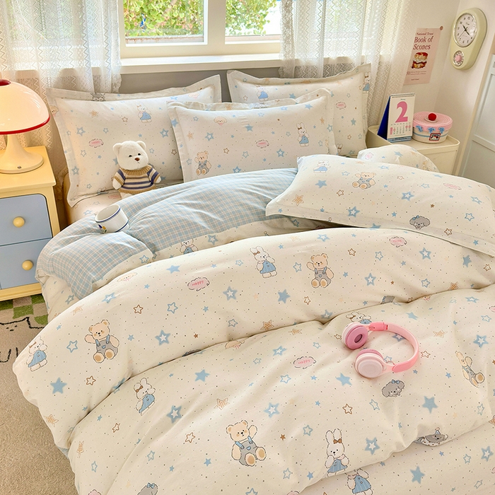 91家纺网 家纺一手货源 找家纺 拾物记 2026新款第一批12868A类新疆全棉单品被套系列（预留7-9厘米的缩水尺寸，加厚金属双拉链头、暗线四面锁边，四角全棉绑带） 星星童话园