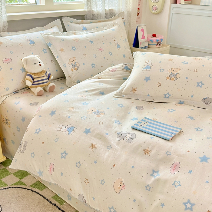 91家纺网 家纺一手货源 找家纺 拾物记 2026新款第一批12868A类新疆全棉单品被套系列（预留7-9厘米的缩水尺寸，加厚金属双拉链头、暗线四面锁边，四角全棉绑带） 星星童话园