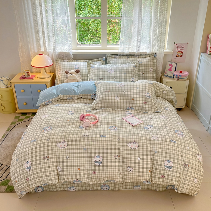 91家纺网 家纺一手货源 找家纺 拾物记 2026新款第一批12868A类新疆全棉单品被套系列（预留7-9厘米的缩水尺寸，加厚金属双拉链头、暗线四面锁边，四角全棉绑带） 元气小布